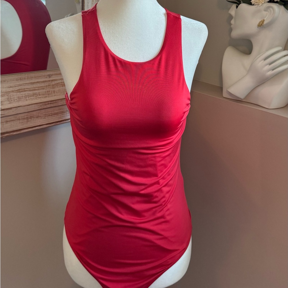 Express Small Body Contour‎ Red Sleeveless Bodysuit Top